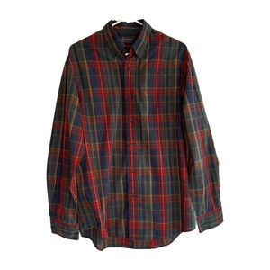 Arrow Blue, Red, Green, Gold Plaid Dress Shirt, Medium, Pre-owned